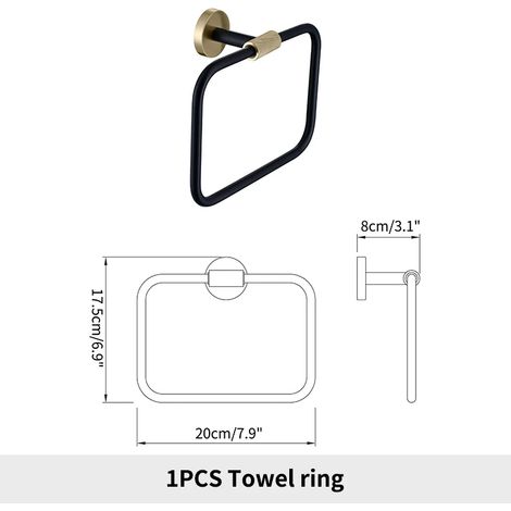 Porte-serviettes mural avec porte-brosse WC, porte-rouleau de papier toilette et crochet pour peignoir en acier inoxydable. Accessoires de salle de bain. (1/5)