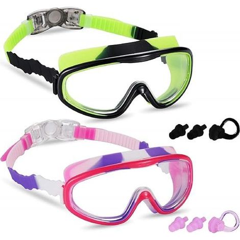 Lunettes de natation pour enfants et bébés de 3 à 15 ans, offrant un large champ de vision, antibuée, étanches et avec protection UV. (1/5)