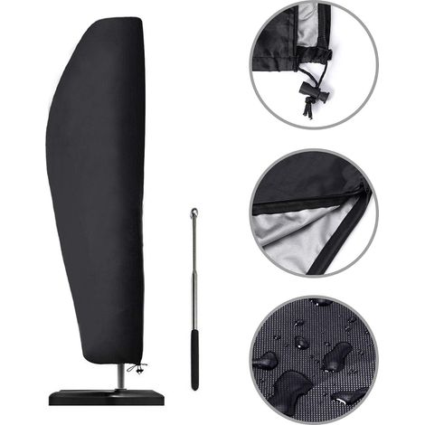 Funda protectora para sombrilla voladiza de jardín, funda para sombrilla con mástil telescópico, tejido Oxford 420D, impermeable, resistente a los rayos UV, cortavientos, 280 x 30 x 80/46 cm (1/5)