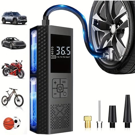 Tragbarer, kabelloser Luftkompressor mit 150 PSI und LED-Manometer – 3x schnelleres Aufpumpen, USB-aufladbar – Ideal für Autofahrer und Radfahrer