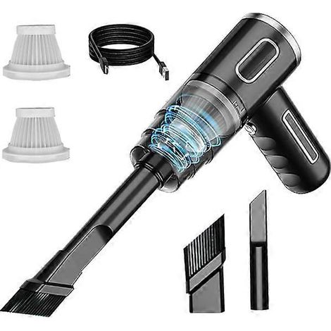 Aspirateur de voiture portable sans fil 29000PA, aspirateur portatif pour voiture et maison, noir, 2 filtres (1/5)
