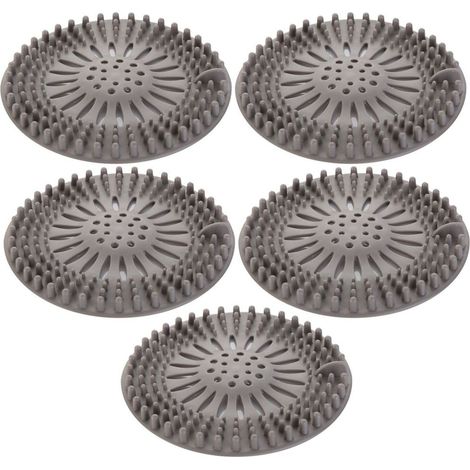 Lot de 5 bouchons de vidange en silicone gris pour douche et lavabo