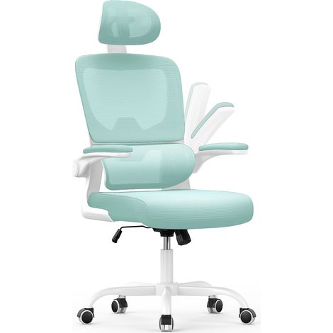 Fauteuil de bureau avec accoudoirs Xhomrattan - à Roulettes - avec appui-tête et support lombaire - Hauteur Réglable - Vert