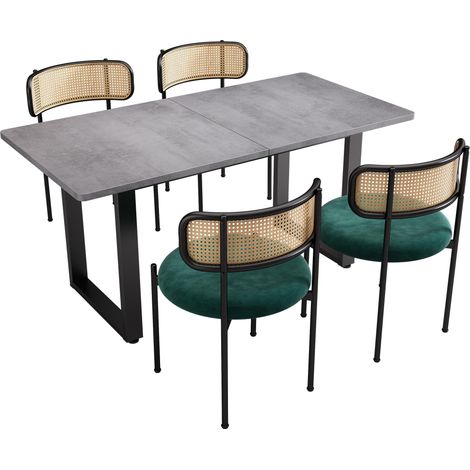 Conjunto de comedor 5 piezas, mesa rectangular 140 x 70 x 75 cm y 4 sillas tapizadas (1/5)