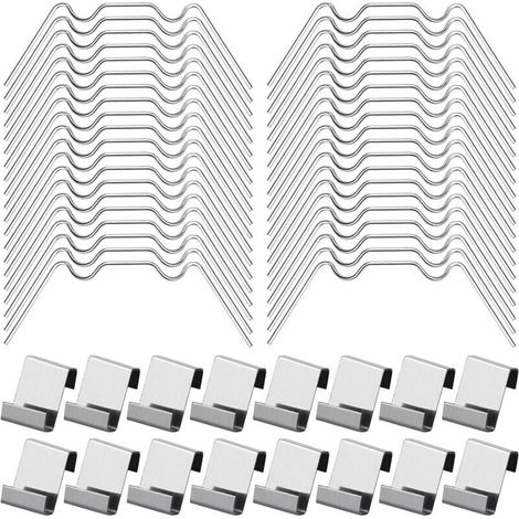 100 clips para acristalamiento de invernadero. Incluye 50 abrazaderas de acero inoxidable tipo W y 50 clips para vidrio de invernadero tipo Z. (1/4)