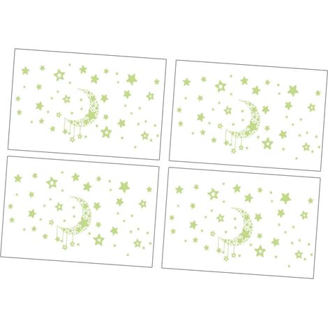 4 Ensembles Stickers Muraux Autocollants Lune Étoiles Décoration Chambre Garçon Fille Salon Stickers Phosphorescents Fenêtre (1/5)