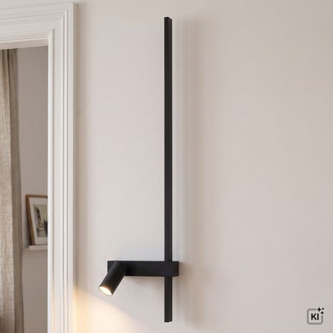 LED Wandleuchte mit Leselampe 80 cm hoch GU10 Schwarz Wandlampe (1/5)