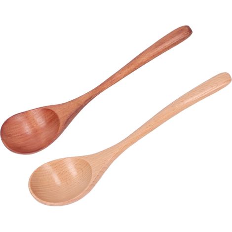 Japanische Suppenlöffel aus Holz, großer Löffel mit Griff, für Reis, in der Küche oder im Restaurant (2er-Set). (1/5)
