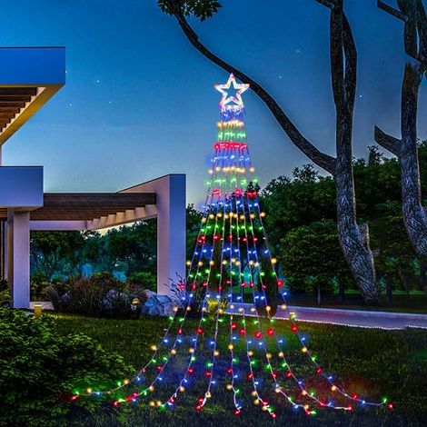 Guirlande lumineuse de Noël en forme d'étoile LED pour sapin de d'extérieur avec étoile de modes étanche 33 cm 320 8 (1/3)