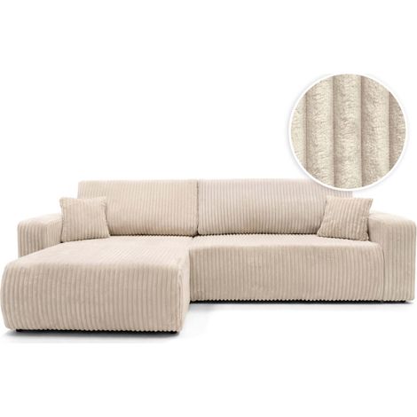 Canapé d'angle réversible conv 5p ALYA en velours cotelé épais Beige (1/5)