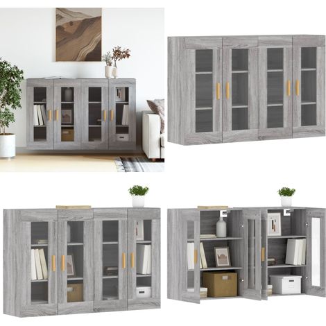 Armoires murales 2 pcs sonoma gris bois d'ingénierie - Armoire Murale - Meuble De Rangement - Buffet - Étagère Murale - Décoration Intérieure - Home & Living (1/5)