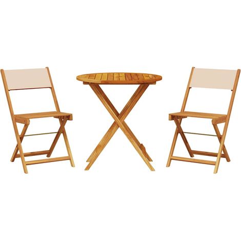 Set da Bistrot 3 pz Salotto da Giardino Beige in Tessuto e Legno Massello (1/5)