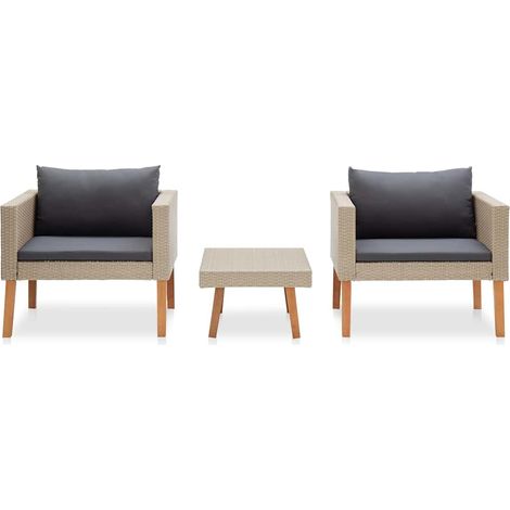 Maison Exclusive - Salon de jardin 3 pcs avec coussins Résine tressée Beige (1/5)
