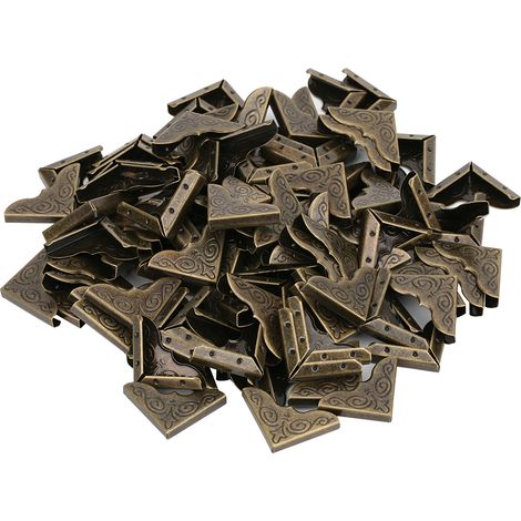 100Pcs Coins de Protection Rétro Cyan Bronze Fer DIY Album Carnet Bordure Couverture Accessoires 25mm Côté, 4mm Hauteur (1/5)