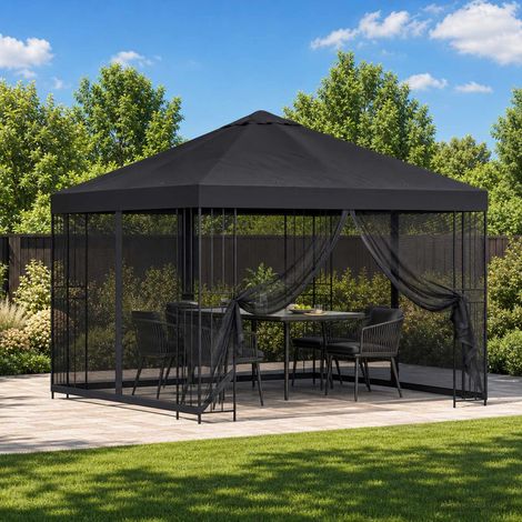 Teenpull – Garten Pavillon mit Seitenwänden 3 x 3 m Schwarz (1/5)