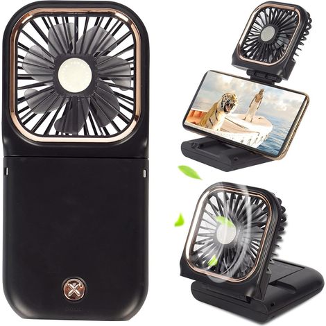 Mini ventilador, ventilador portátil, ventilador de escritorio, pequeño ventilador personal de tres velocidades, negro (1/5)