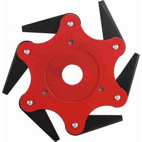 Tête de débroussailleuse à 6 lames, diamètre intérieur 2,5 cm, en nylon et acier au manganèse, rouge. (1/5)