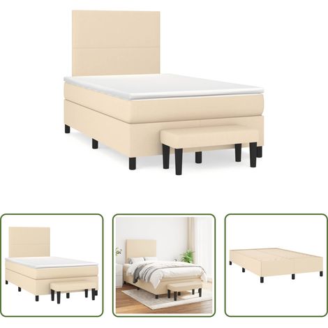 Matelas à ressorts ensachés - Sommier à lattes de lit avec matelas crème 120x190 cm tissu (1/5)