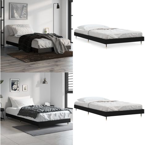 Bettgestell Schwarz 90x200 cm Holzwerkstoff - Bettes Gestell - Doppelbett - Holzrahmen - Schwarzes Bett - Lattenrost - Home & Living (1/5)