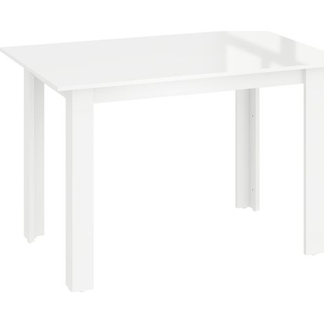 Extendable Dining Table, 120-160 x 70cm Rectangular Kitchen Table for Small Spaces, Seats 4-6 People, High Gloss White (1/5)