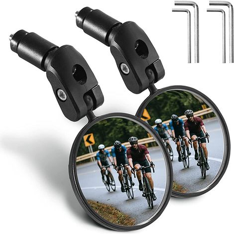 Paire de rétroviseurs – Rotation à 360° – Grand miroir rond convexe – Lentille acrylique – Rétroviseur pour VTT – Fixation sur guidon – Clé Allen incluse (1/5)