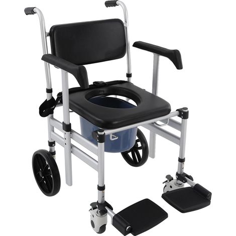 Siège de douche, chaise de toilette, hauteur réglable, design pliable, Noir O (1/2)
