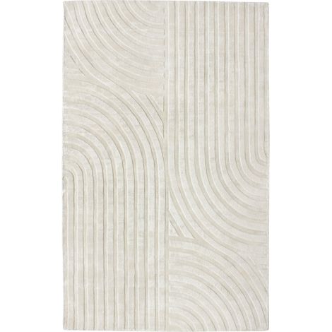 Tapis rectangulaire en viscose blanc cassé 300x200cm (1/5)