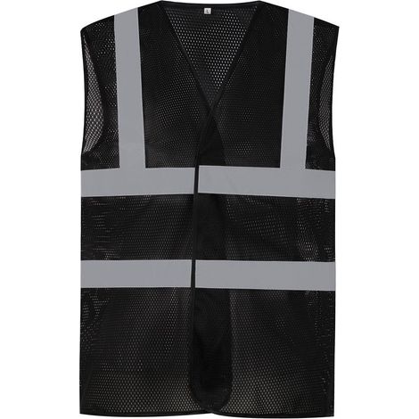 Gilet giallo alta visibilità con rete traspirante YOKO Nero L
