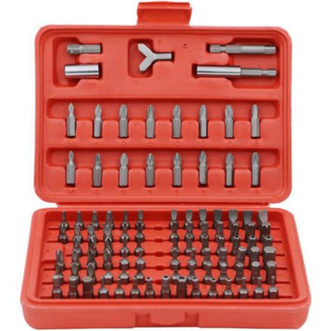 Screwdriver Set Appliance Repair Bit Set, Tamper Proof Screwdriver Bit Set Hexagonal Screwdriver Bit (100pcs, Red) (1/5)