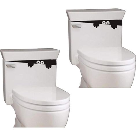 Lot de 2 autocollants amovibles Blalck 3D pour siège de salle de bain Motif monstre de toilettes (1/5)