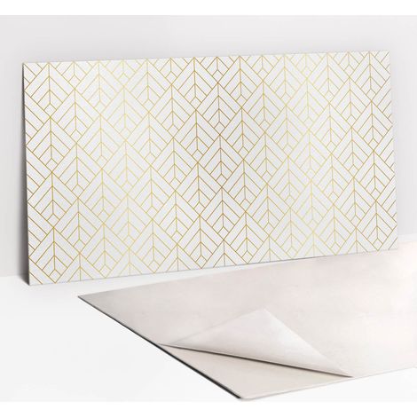 Pannelli da Parete Autoadesivi – Decorativi - Parete Piastrelle - Pannello Murale – 100x50 cm - Geometria Aurea (1/5)