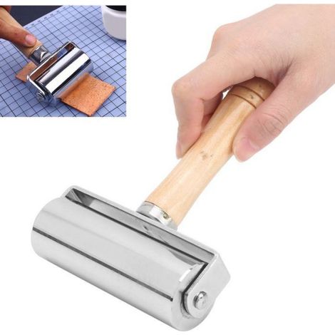 Rouleau à joint en cuir avec manche bois pour finition diamètre 100 mm travaux de bricolage (1/5)