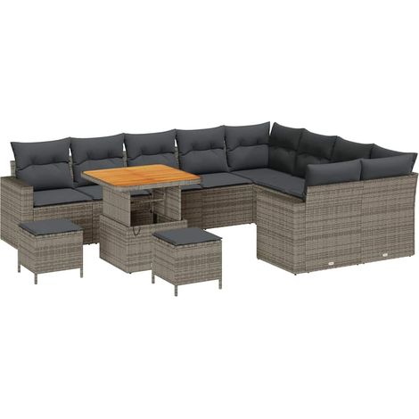 Maison Exclusive - Set Divano da Giardino 12 pcs Grigio polyrattan