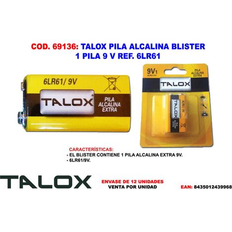 Batteria alcalina 9V 6LR61 Blister 1 unità
