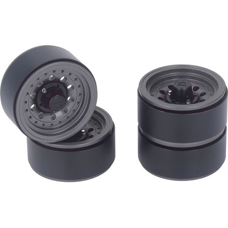 Ensemble de 4 jantes Beadlock RC 1,9 pouce en alliage d'aluminium pour voitures RC 1/10 Axial SCX10 I II III (gris) (1/5)