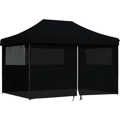 Tente de réception pliable noire avec 4 panneaux latéraux (1/5)