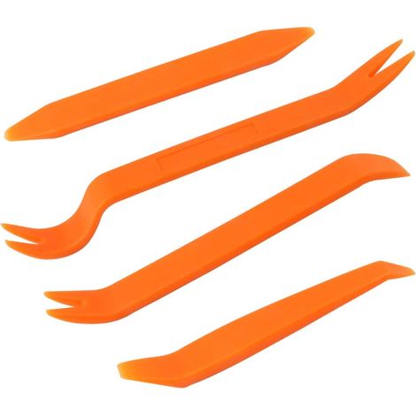Kit d'outils professionnel pour panneaux de porte de voiture - Ensemble de 4 pièces - Modification du système audio - Outils de démontage - Démontage des garnitures de panneaux de porte - Orange. (1/5)