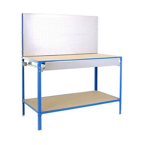 Établi bleu galvanisé bois étagères charge 220 kgs dim.1445x1210x610mm à visser (1/3)