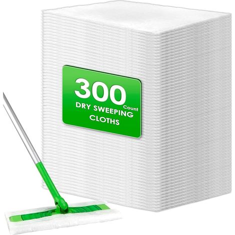 (300 pièces) Lingettes sèches pour Swiffer Balai Attrape, Jetables Serpillères sèches, Serpillères sèches pour Swiffer Sweeper, Lingettes électrostatiques, Recharges jetables chiffons de balayage secs (1/5)