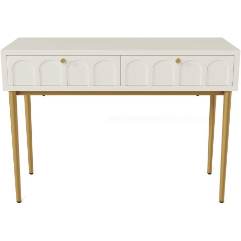 Coiffeuse commode 2 tiroirs style classique crème 76.5x100x45cm chambre