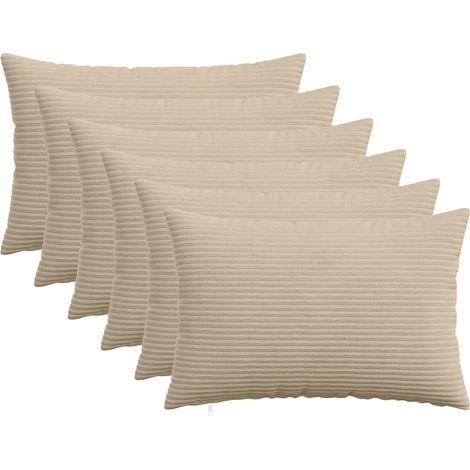 Housse de coussin 6 pcs HEERLEN Taupe 50 x 75 cm velours côtelé vidaXL