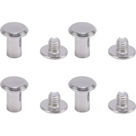 Lot de 50 paires d'écrous à sertir M5 en acier inoxydable, structure stable, tête plate et ronde, pour la maroquinerie, les albums et le scrapbooking (0,24 x 0,39 x 0,43 po). (1/5)