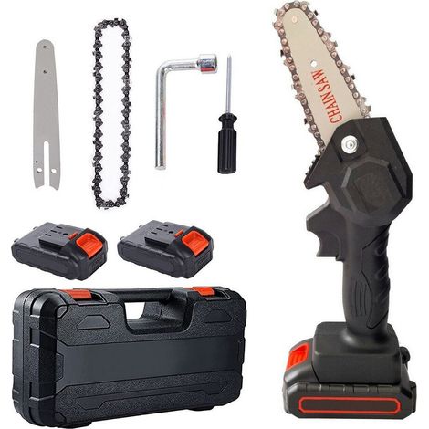 Trade Shop - Motosierra Eléctrica De 48v Con Batería De Motosierra Eléctrica Doble 6 '' Para Máquinas De Corte -