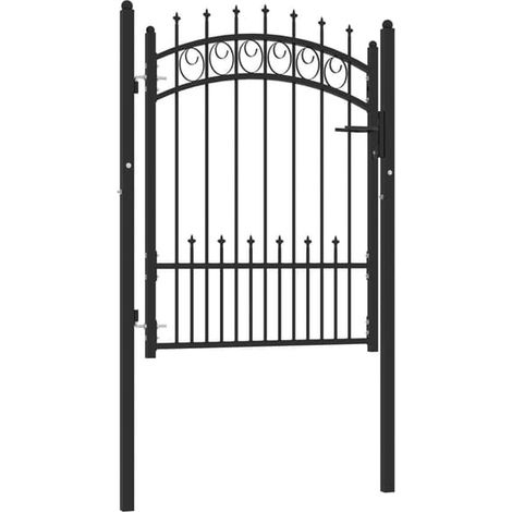 Portail de clôture vidaXL EMMEN avec pointes en acier 104x109, 5 cm Noir (1/5)