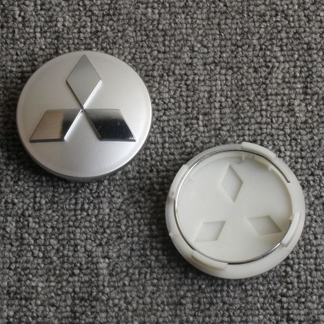 60-mm-Radnabenkappe für Mitsubishi Pajero, Outlander EX, ASX, Lancer, Galant – ABS-Felgenabdeckung, Radnabenkappe, Felgenzubehör, 4er-Set – Glänzendes Silber (60 mm) (1/2)