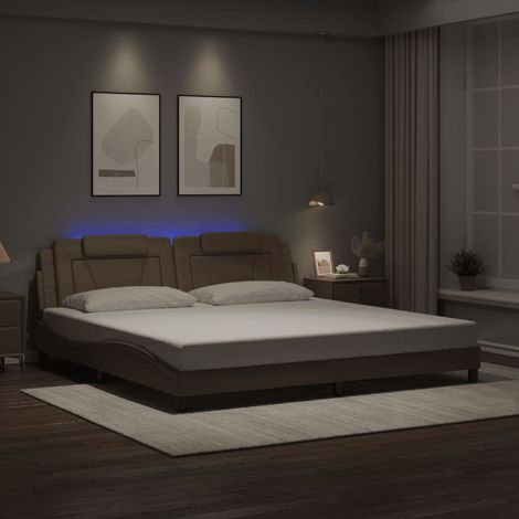 vidaXL Luci LED -  Giroletto Viana con LED senza Materasso Cappuccino 200x200 cm (1/5)