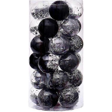 Lot de 24 pendentifs de Noël pour décoration de Noël, boules de Noël (noires) (1/5)