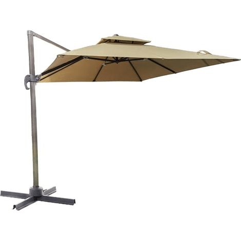 OMBRELLONE A BRACCIO PARASOLE GIARDINO 3x3 mt DECENTRATO GAZEBO BEIGE SCURO 710