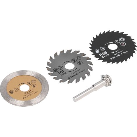 Lot de 4 lames scie circulaire mini bois HSS carbure acier rapide 7000 tr/min coupe nette rapide PVC contreplaqué (1/5)