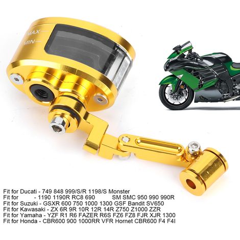 Universeller Bremsflüssigkeitsbehälter für die Vorderradbremse von Kawasaki- und Suzuki-Motorrädern, goldfarben (1/4)